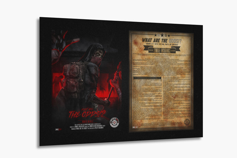 What Are The Odds Zombie Insurance with the BOSSLOGIC design of Lone Zombie survivor on luxury metal Aluminium DiBond Panel