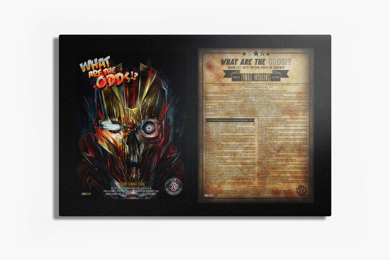 What Are The Odds Zombie Insurance with the MEXI design of Zombie Ironman on luxury Sheer Matte Chromeluxe metal Panel